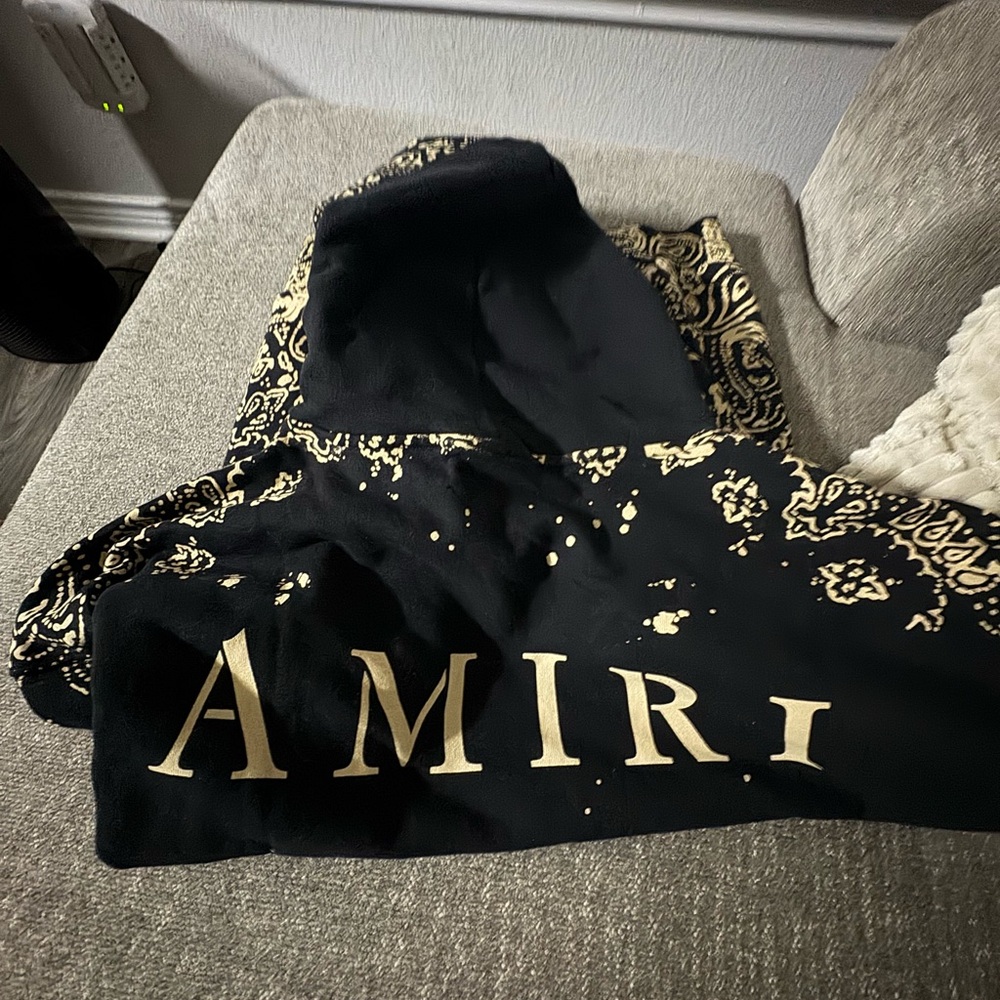 AMIRI Black Hoodie with Gold Detailing